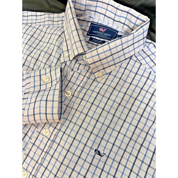 Vineyard Vines Other - Vineyard Vines Shirt Button Down Classic Fit Whale Madras Blue Geometric Mens L
